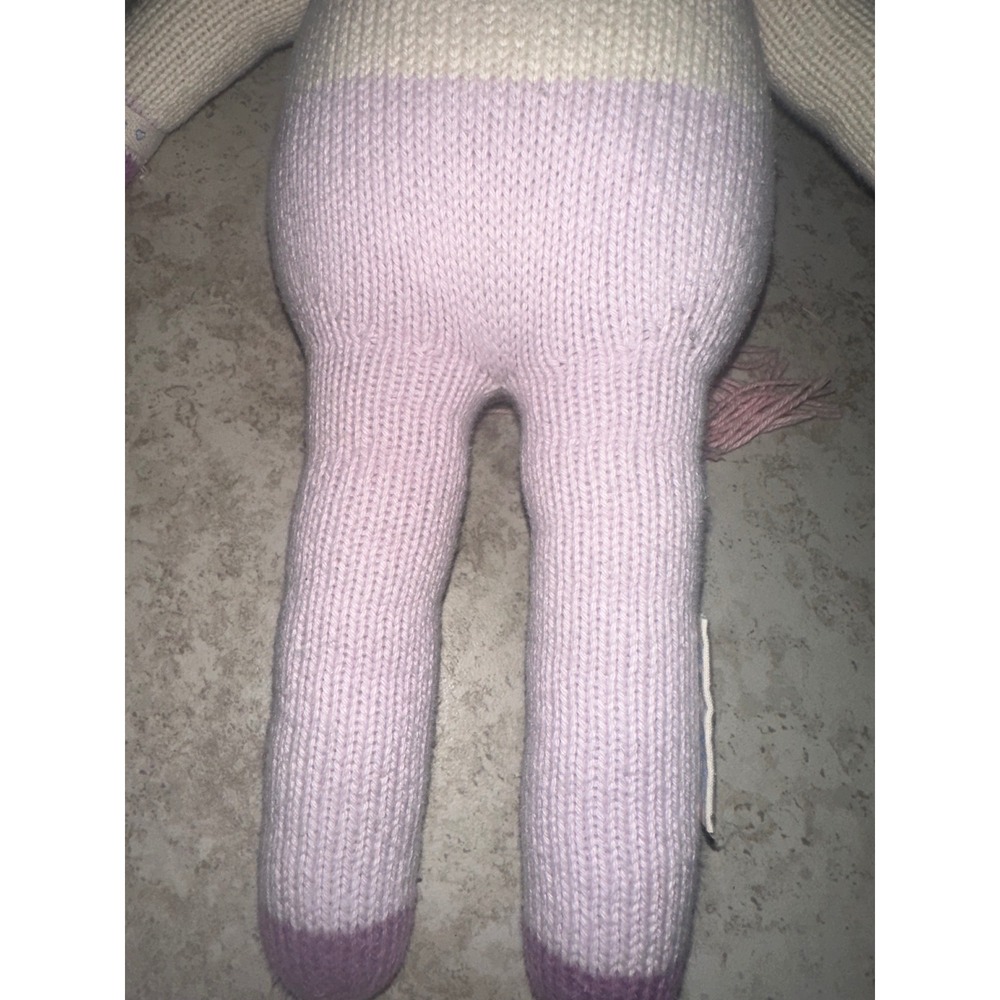 Cuddle + Kind Zoe the Unicorn Hand Knit Plush Doll Rainbow Pink Gold Horn - Picture 4 of 6
